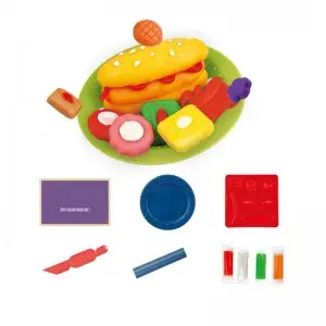 Children Educational Funny Hamburger Clay Model Clay Set DIY Colored Plasticine Plastic Cutter Roller Tools Kids Play Dough Toy