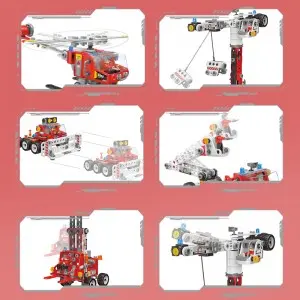 187PCS STEM Screw Nut Assembling Fire Fighting Vehicle Helicopter Toys Educational Fire Rescue Truck Building Block Set for Kids
