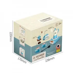 Pretend Play Assembly Desserts Rack Battery Operated Spray Induction Cooker Coffee Toy with Light and Music