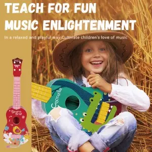 Children Enlightenment Musical Instruments Learning Toy Ukulele Educational 4 Strings Plastic Electronic Toy Guitar for Kids