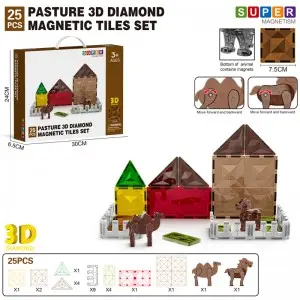 Wholesale Magnetic Tiles Farm Animals Set Toddler Sensory Magnet Building Blocks for Boys Girls Kids