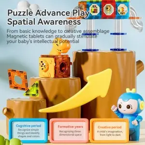 Classic Fun Marble Ball Run Track Toy DIY Construction Creative Structures Magnetic Tiles Tube Toy for Kids