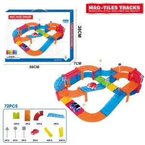 Kids Flexible DIY Assembly Magnetic Slot Car Race Track Toy Set for Boys Girls Gift
