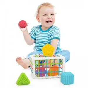 Early Education Sensory Shape Sorting Toys Toddler Developmental Learning Colorful Cube Montessori Toys for Babies 6-12 Months