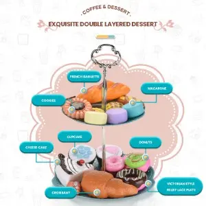 Pretend Play Assembly Desserts Rack Battery Operated Spray Induction Cooker Coffee Toy with Light and Music