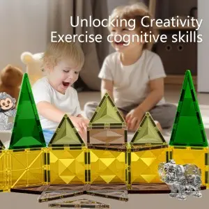 Kids DIY Assembling Magnetic Animals Tiles Building Blocks Toy Snow Oceans/ Farm/ Dinosaurs/ Forests Themes
