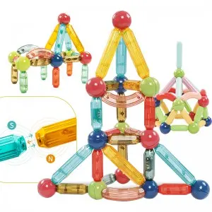 New Magnetic Rods and Balls STEAM Montessori Magnet Building Blocks Toy Set