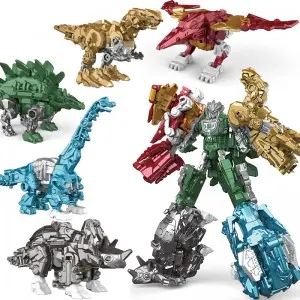 Children Boys Gift Alloy Robots De Juguete Model Dinosaur Action Figures 5-in-1 Combined Large Deformation Robot Toy for Kids
