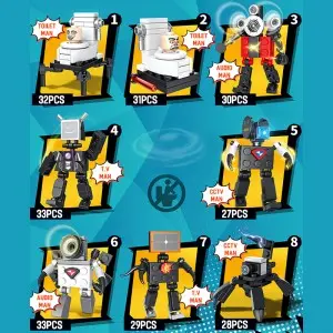 Hot Sale Kids Fine Motor Skills Training DIY Assembly Toy Educational Creative Monitor Toilet Man Model Toy Building Blocks