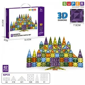 Kids DIY Assembling Set STEM Intelligent Magnetic Building Tiles Toy Parent-child Interactive