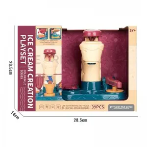 Kids Montessori Educational Pretend Game DIY Ice Cream Making Machine Clay Toy Set Parent-Child Interactive Dough Play Mold Kit