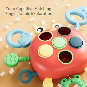 Infant Silicone Teething Toy Finger Fine Skills Exercise Lala Toy Montessori Interactive Baby Sensory Pull String Crab Toy
