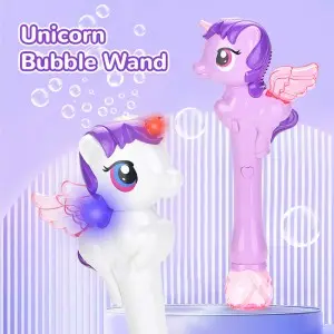 Electric Cartoon Magical Unicorn Bubble Wand Toys with Wings Light Music for Kids Gift