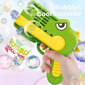 Kids Summer Outdoor Automatic Maker Blower Toys Multi Styles Electric Cartoon Porous Bubble Gun Toys with Light