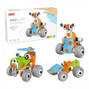 62PCS Child Educational DIY Assembly 3D Vehicle Puzzle Model Toys STEM Intellectual Plastic Building Block Play Kit for Kids