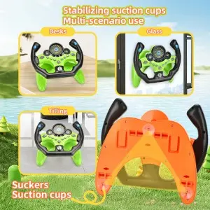 Kids Racing Simulator Toy – 360° Steering Wheel & Pedals with Suction Base, Montessori Sensory Driving Game Ages 3-8