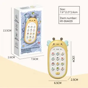 Children Simulated Musical Cellphone Baby Educational Chinese English Bilingual Mobile Phone Kids Plastic Cartoon Cell Phone Toy