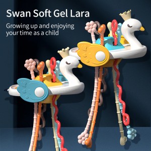 Toddler Sensory Montessori Educational Toys Infant Teething Toy Baby Fine Finger Movement Skill Training Swan Pull String Toy