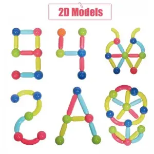 Kids DIY Flexible Connect Plastic Bar Toy Set Montessori Educational STEM Sticks and Balls 3D Magnetic Blocks for Children