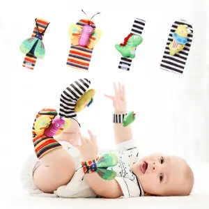 Baby Shower Gifts Newborn Hand & Foot Finder Infant Girls Boys Toys 3-6 To 12 Months Baby Rattle Socks Wrist Strap Rattles Set