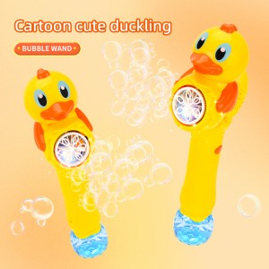 Cute Cartoon Duck Bubble Stick Toys with Light & 2 Bubble Solution Bottles