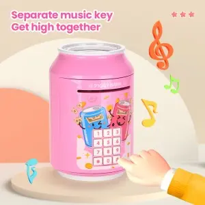 Coke Can Shape ATM Machine Kids Coins Cash Saving Box Password Unlocking Money Box Toy Electric Piggy Bank with Light & Music