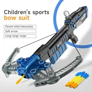 Boys Outdoor Sport Archery Game Military Model Bow and Arrow Play Set Soft Bullet Shooting Gun Plastic Crossbow Toys for Kids