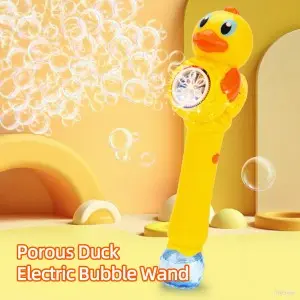 Cute Cartoon Duck Bubble Stick Toys with Light & 2 Bubble Solution Bottles