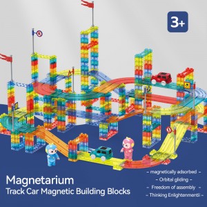 Magnetic Tiles Flexible Assembling Mini Car Racing Track Toy Kids DIY Orbital Slot Building Blocks Toy