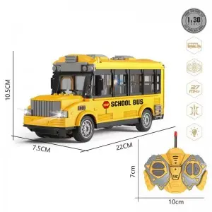 Child 1:30 Scale Yellow Rc Model School Buses Plastic Lighting Vehicle 27Mhz 4-channel Remote Control School Bus Toys for Kids