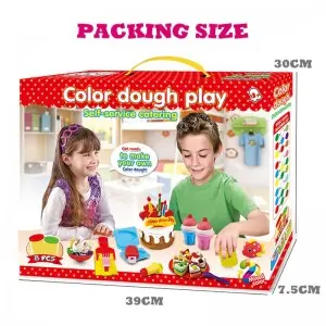 Preschool Kids Pretend Play Birthday Party Cake Making Clay Tool Set Deluxe Plasticine DIY Mold Kit Child Educational Dough Toys
