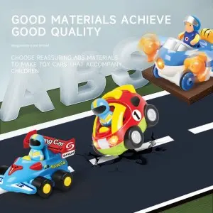 Electric Music Lights Cartoon Rc Police Car Race Car Toddler Boys And Girls Gift Steering Wheel Remote Control Car Toys for Kids