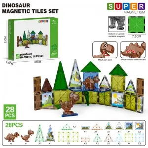 STEM Montessori 3D Dinosaur Magnetic Tiles Building Block Toy for Toddler Gift