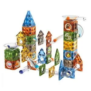 DIY Ball Slide Marble Run Race Track Toy Set Magnetic Building Tiles for Children