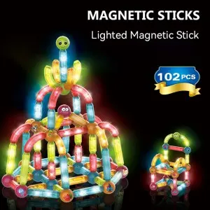 Glowing Magnetic Rods And Balls Building Blocks Toy Kids Spatial Thinking Developing