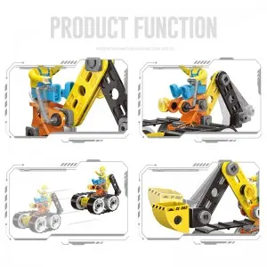 3-in-1 Plastic DIY Screws And Nuts Construction Excavator Model Kids Fine Motor Skills Training Assembly Engineering Truck Toys
