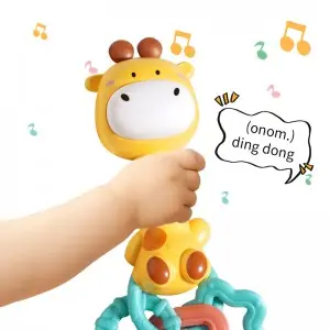 Newborn Sensory Musical Stick Cartoon Giraffe/ Rabbit/ Bear/ Lion Rattle Teether Infant Early Educational Baby Rattles Toys