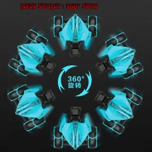 Children 4WD RC Car 360 Degrees Rotation Vehicle 27MHz Remote Control Jump up Devil Fish Stunt Car Toy with Light
