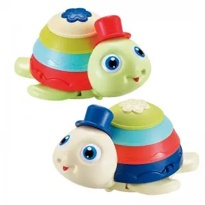6pcs/Box Push and Go Baby Tortoise Toy Friction Powered Rainbow Color Tortue Kids Battery Operated Cartoon Luminous Turtle Toy