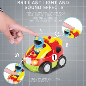 Electric Music Lights Cartoon Rc Police Car Race Car Toddler Boys And Girls Gift Steering Wheel Remote Control Car Toys for Kids