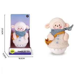 Cuddly Tumbler Toy with 6 Soothing Songs & LED Lights – Rabbit/Bear/Dino Plush Gift for Kids