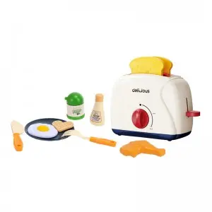 Children Pretend Play Breakfast Game Simulation Bread Machine Toaster Toy Set with Sound & Light