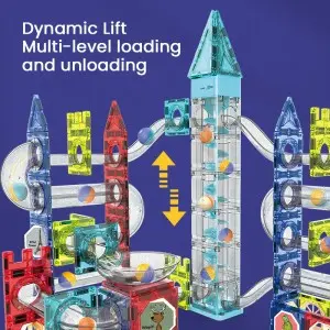 Luminous Magnetic Tiles Assembling Marble Run Ball Track Block Toy with Music & Light