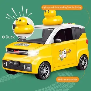 Kids Plastic Friction Powered Police Vehicle Model Duck Decorative Sound & Light Mini Inertial Car Toy with Children Songs