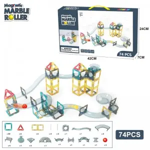 Magnetic Building Tunnel Ball Rolling Track Toy Kids Enlighten Magnet Marble Race Track Set
