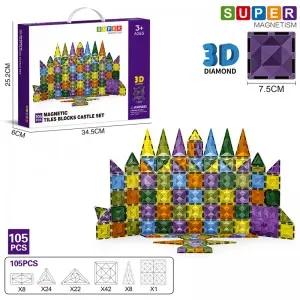 Kids DIY Assembling Set STEM Intelligent Magnetic Building Tiles Toy Parent-child Interactive