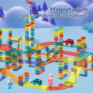 Magnetic Tiles Flexible Assembling Mini Car Racing Track Toy Kids DIY Orbital Slot Building Blocks Toy