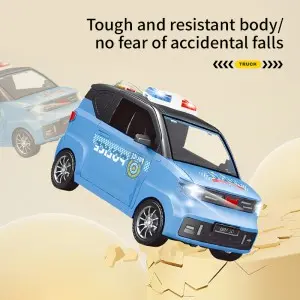 Kids Plastic Friction Powered Police Vehicle Model Duck Decorative Sound & Light Mini Inertial Car Toy with Children Songs