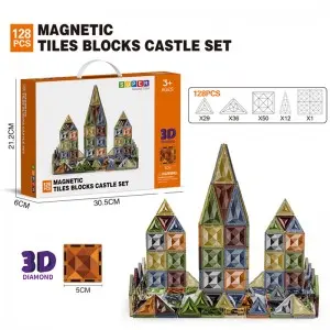 High Quality 3D Diamond Magnet Building Block Set STEM Educational Magnetic Tiles Toys for Children