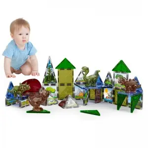 STEM Montessori 3D Dinosaur Magnetic Tiles Building Block Toy for Toddler Gift